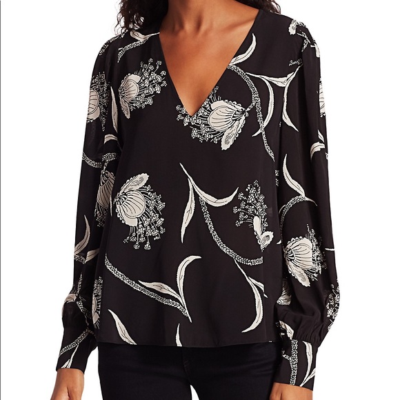 joie - long sleeve v neck blouse - Picture 6 of 8